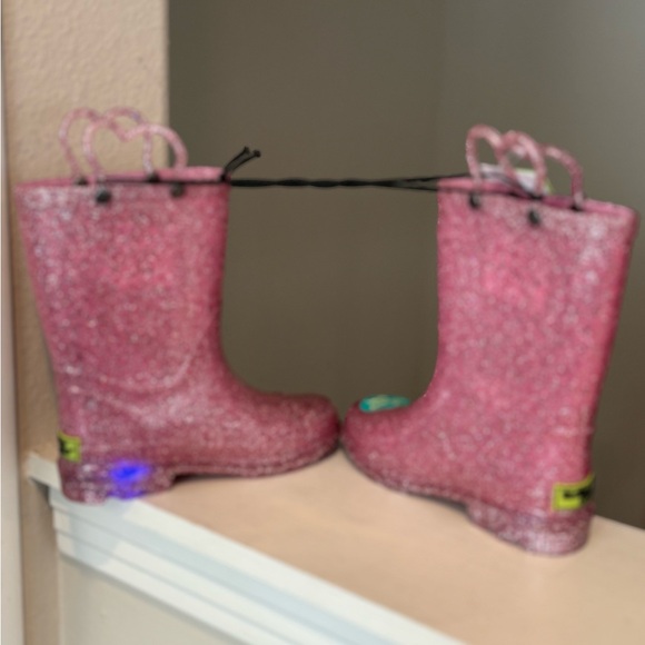 NWT Western Chief Sz 12 Girls Abby Glitter Lighted Shimmer Rain Boots Waterproof - Picture 3 of 5